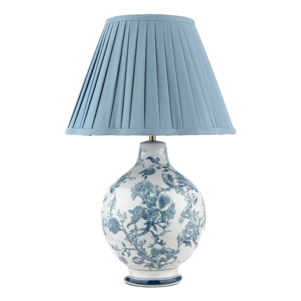 (image for) Laura Ashley Maltby Table Lamp Blue Ceramic and Antique Brass With Shade